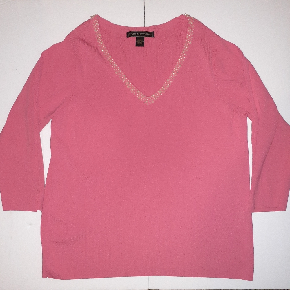 Linda Matthews 1X Shirt 3/4 Sleeves